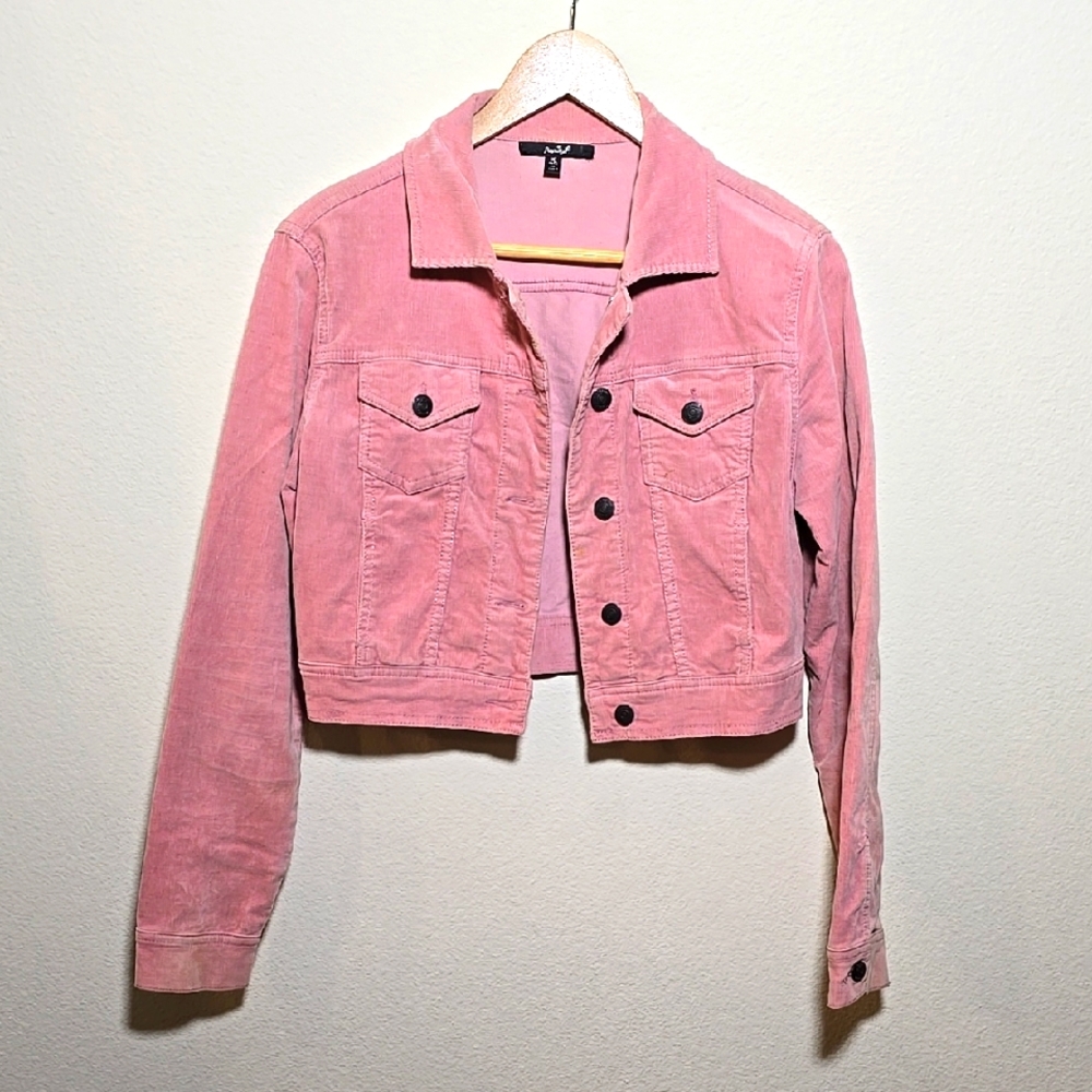Women's Pink Corduroy Long Sleeve Jacket, Papaya, Size MED